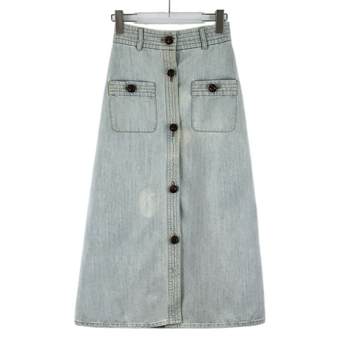 Miu Miu Miu Miu Light Blue Single-breasted Denim Maxi Skirt K26WX Size 26" / US 2 / IT 38 - 1 Thumbnail
