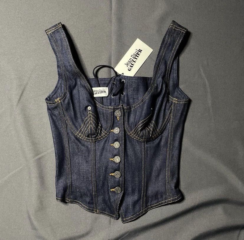 image of Jean Paul Gaultier The Jean Corset in Denim, Women's (Size XS)