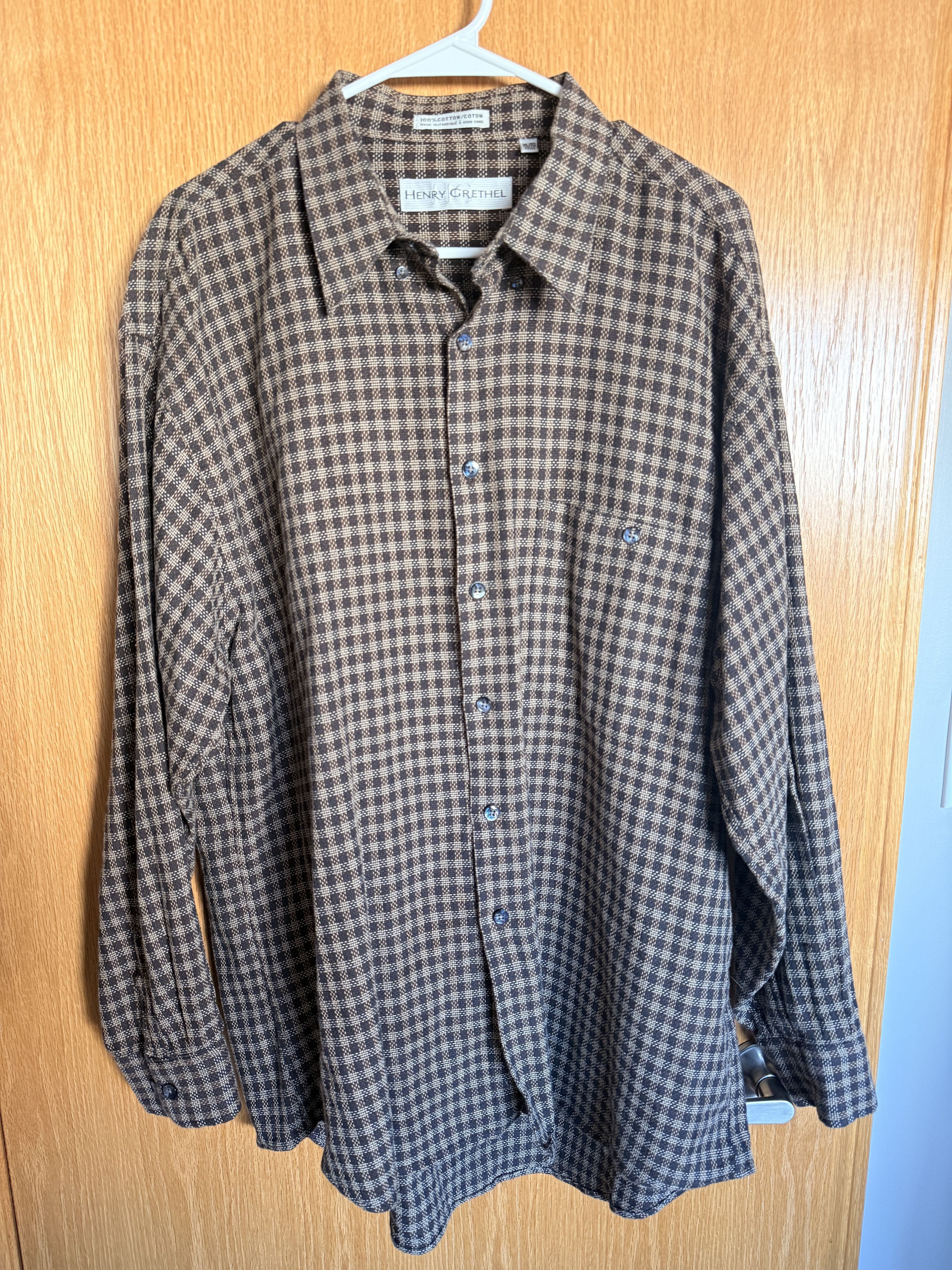 Henry Grethel Henry Grethel Brown Checkered Long Sleeve Size US XL / EU 56 / 4 - 5 Thumbnail
