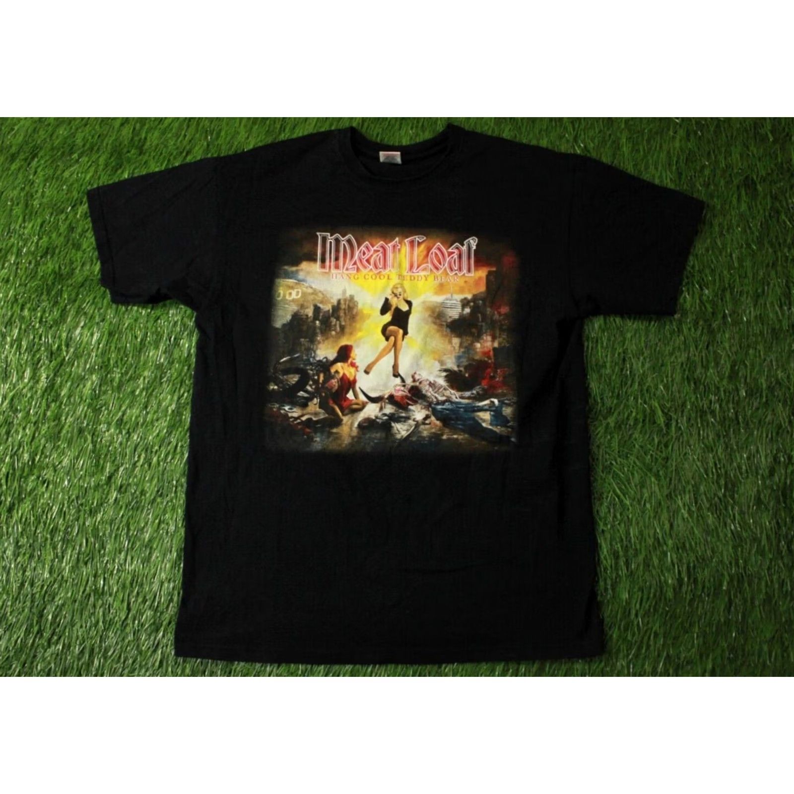 Fruit Of The Loom Meat Loaf Hang Cool Teddy Bear Shirt Men L Fruit of the Loom 100% Cotton Black Short Sleeve Rock Print Decade 2000s Sports Tee Size US L / EU 52-54 / 3 - 2 Thumbnail