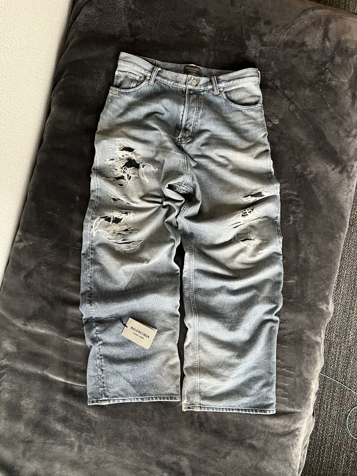 Balenciaga Trompe L'oeil Denim Sweatpants | Grailed