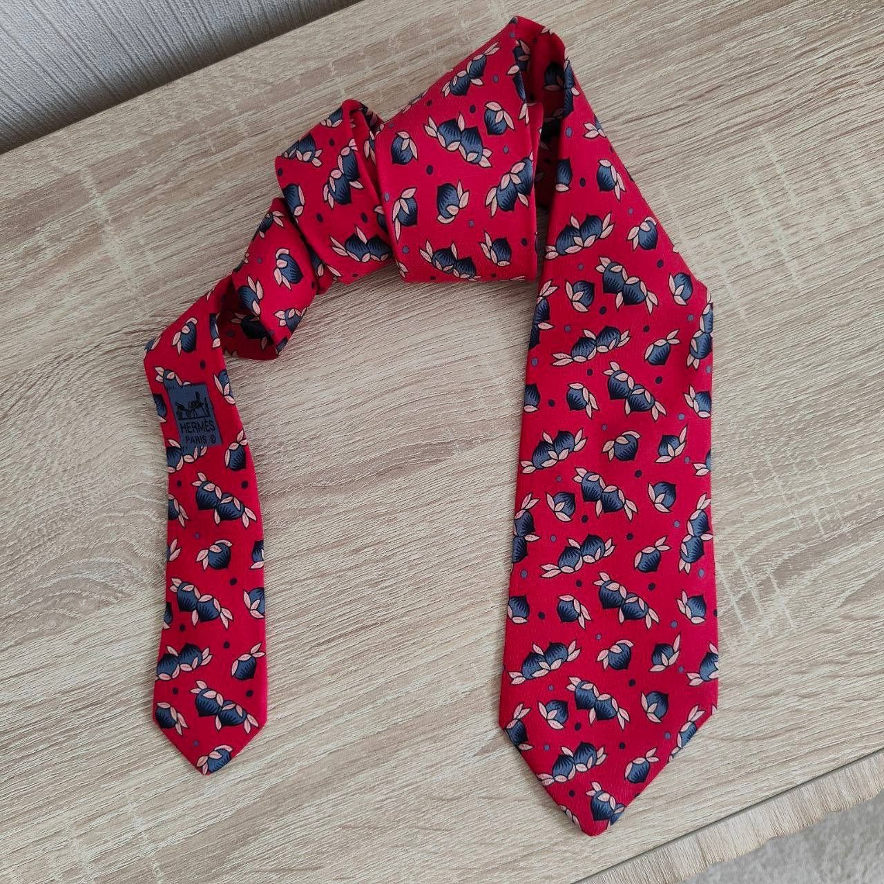 Hermes Hermes Paris Silk Tie 7534 IA Nuts Red Size ONE SIZE - 2 Thumbnail