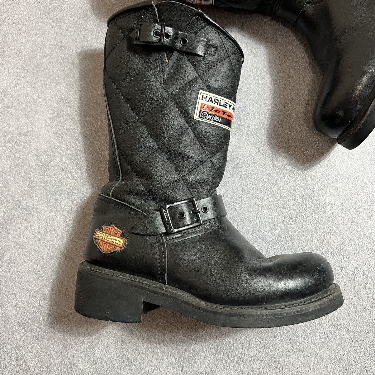 Harley Davidson 🖤 Vintage Harley-Davidson Quilted Leather Biker Boots Size US 7 / IT 37 - 3 Thumbnail