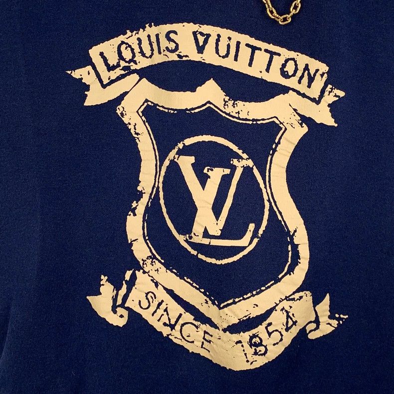 Louis Vuitton Louis Vuitton 22 navy logo printed chain cotton crewneck s Size S / US 4 / IT 40 - 4 Thumbnail