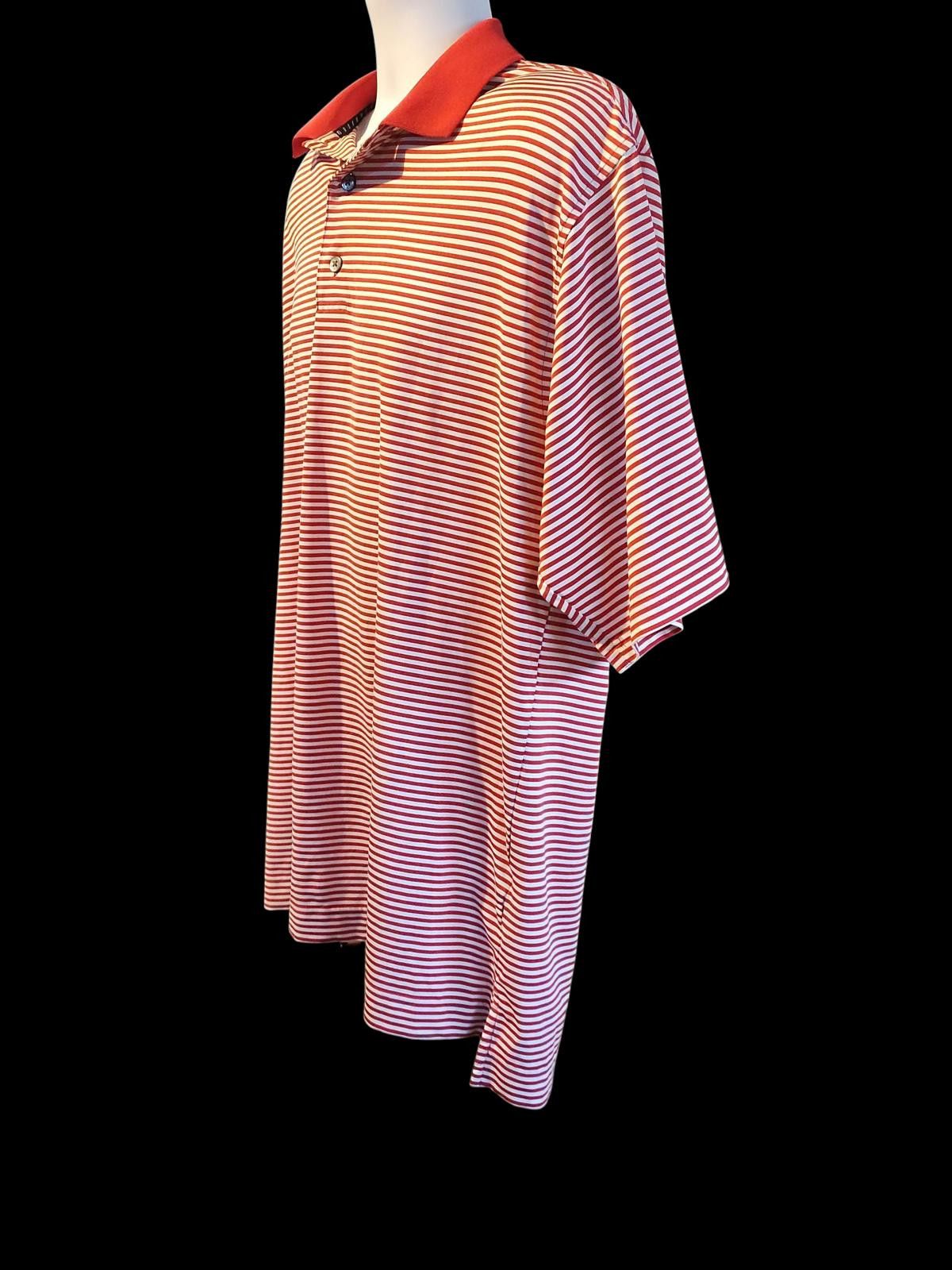Footjoy FootJoy Prodry Lisle Men's Red and White Striped Polo Shirt Size US L / EU 52-54 / 3 - 3 Thumbnail