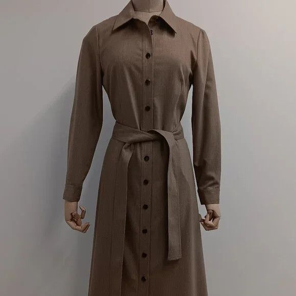 Lafayette 148 LAFAYETTE 148 Camel Merlange Flannel Shirt Dress - Size 4 Size S / US 4 / IT 40 - 2 Thumbnail