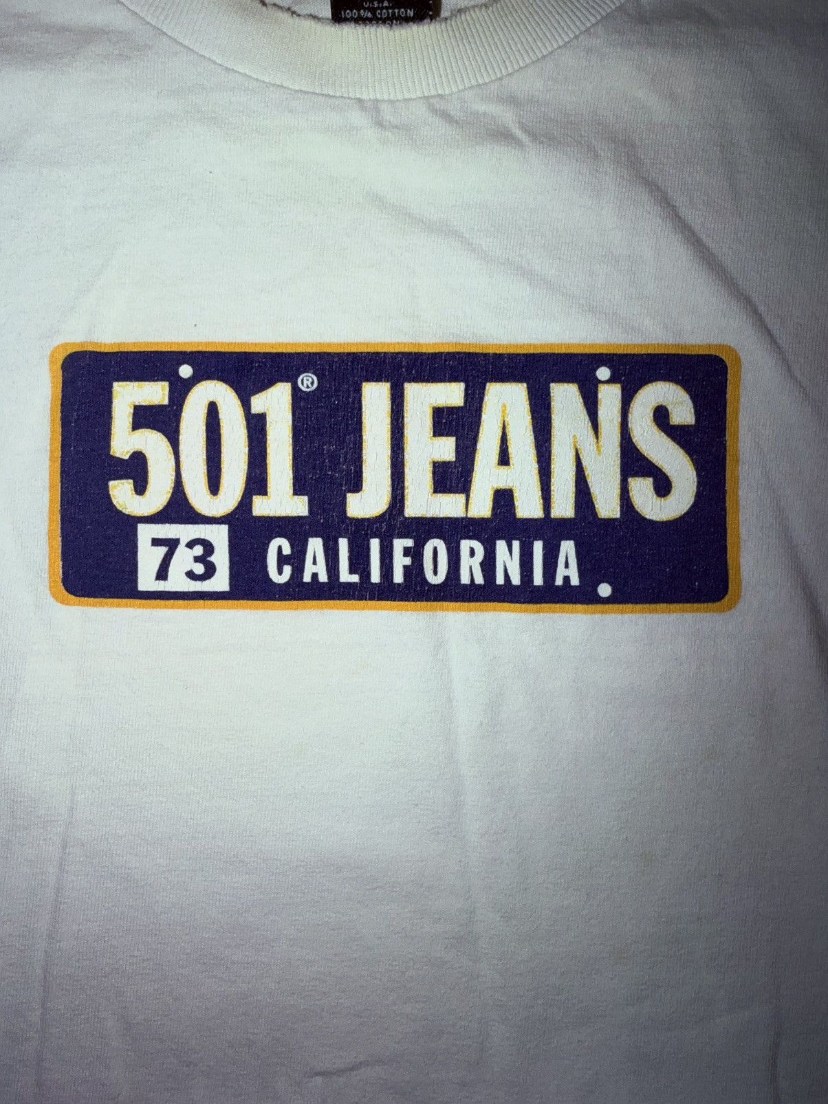 Levi's Vintage 1990s Levi’s 501 Jeans Graphic T-Shirt Size US M / EU 48-50 / 2 - 2 Thumbnail