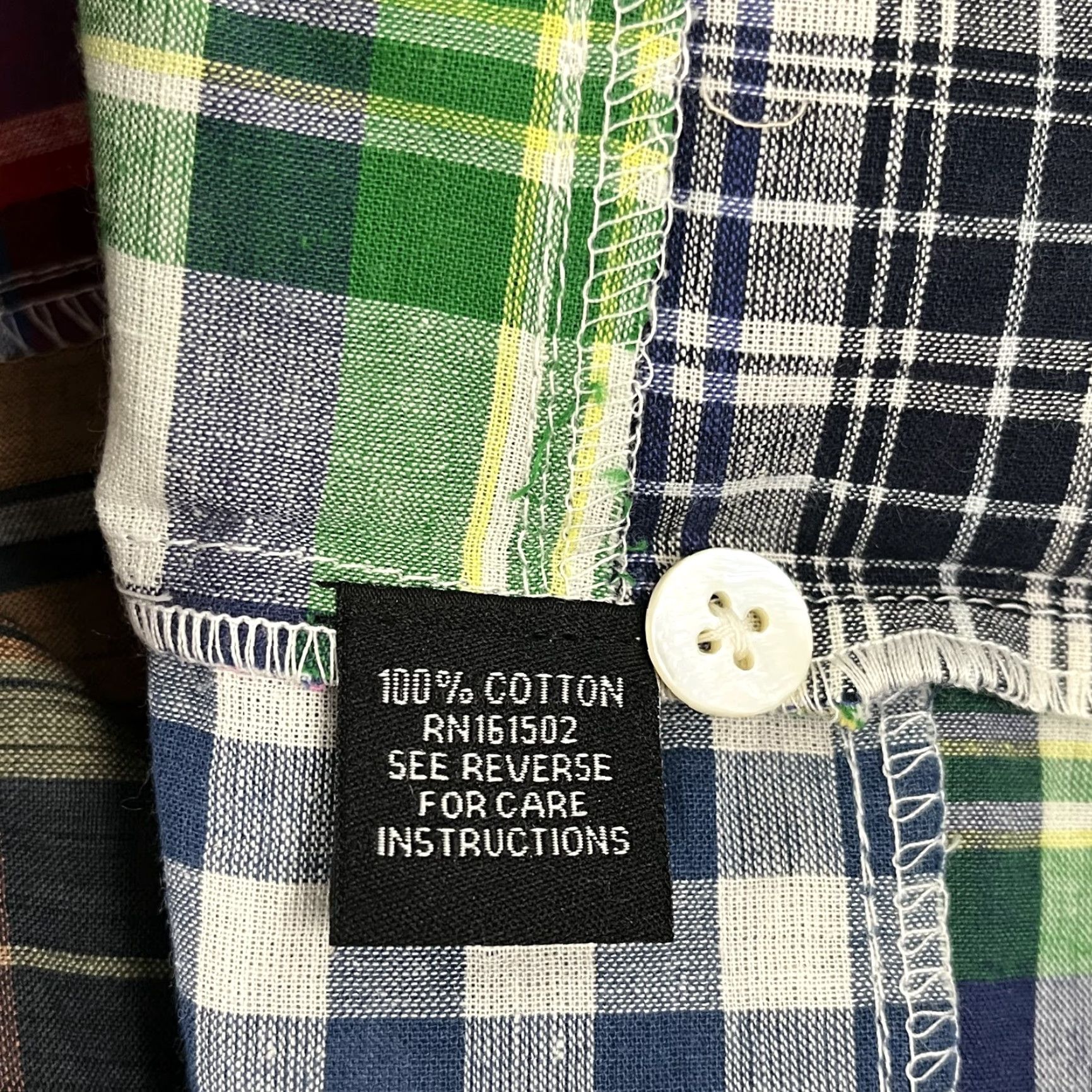 Vintage J. Peterman Shirt Mens XL Madras Plaid Patchwork Button Up Band Collar Preppy Size US XL / EU 56 / 4 - 3 Thumbnail