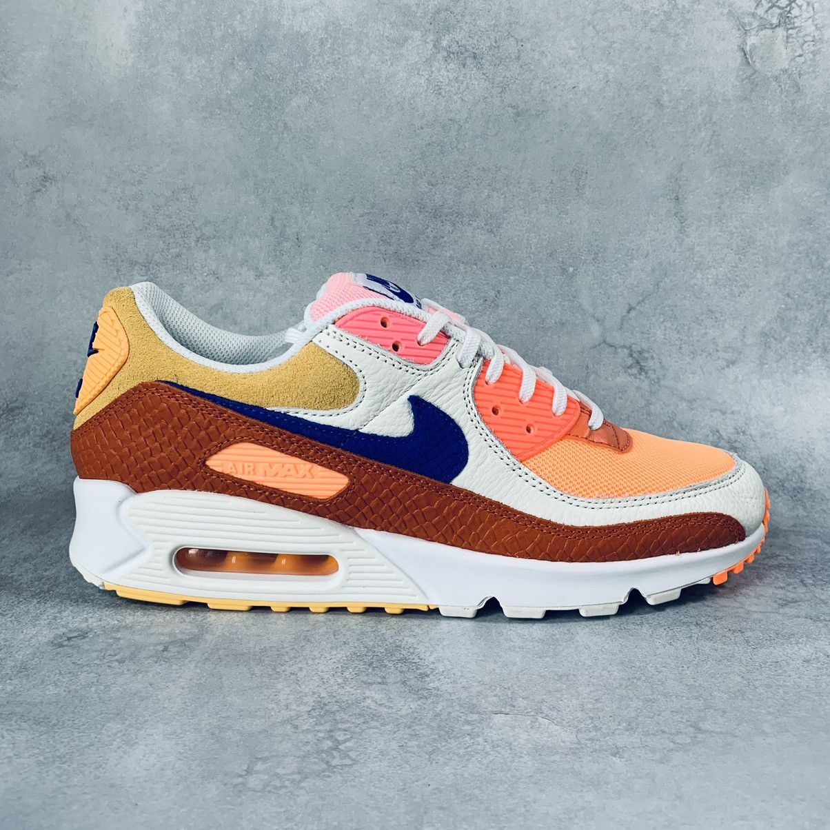 image of Nike Wmns Air Max 90 Snake Skin Campfire Orange Shoes, Women's (Size 10.5)