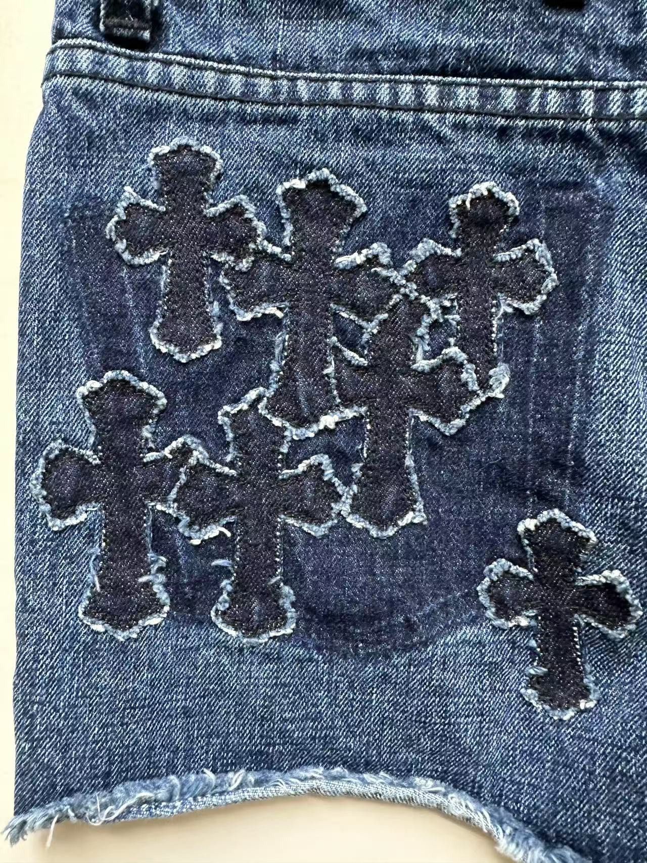 Chrome Hearts Chrome Hearts Cross Patch Denim Shorts Size 24" / US 00 / IT 34 - 5 Thumbnail