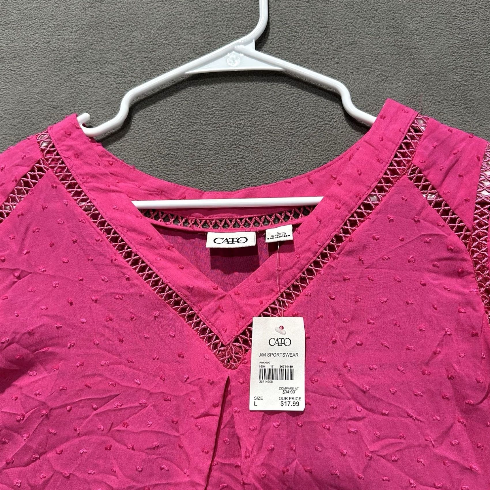 Vintage Cato Blouse Women Large Pink Polka Dot V-Neck Cap Sleeve 100% Rayon Size L / US 10 / IT 46 - 4 Thumbnail