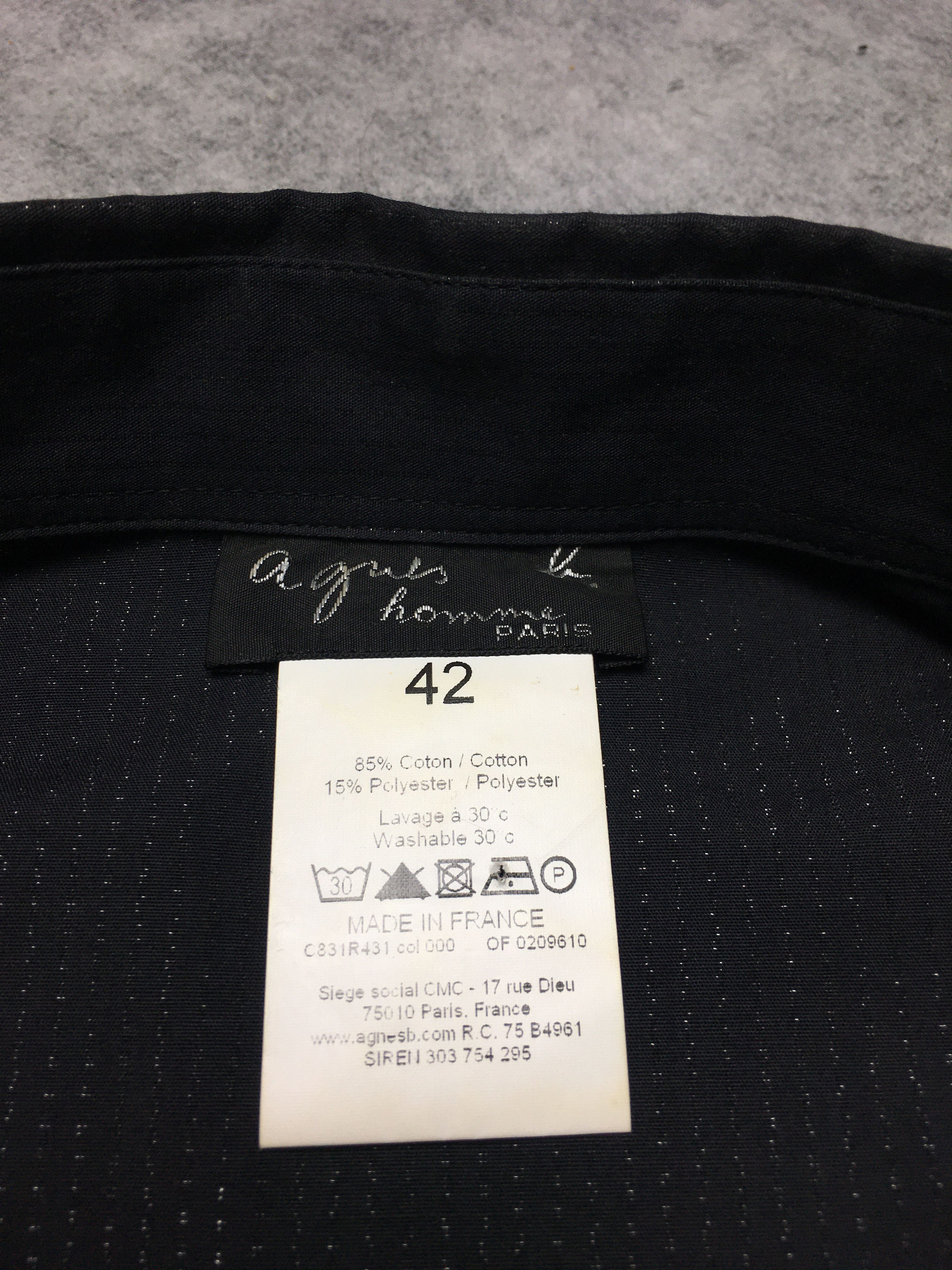 agnes b. Agnes b. Homme Black Cotton Metal Striped Shirt EU 42 Size 42R - 4 Thumbnail