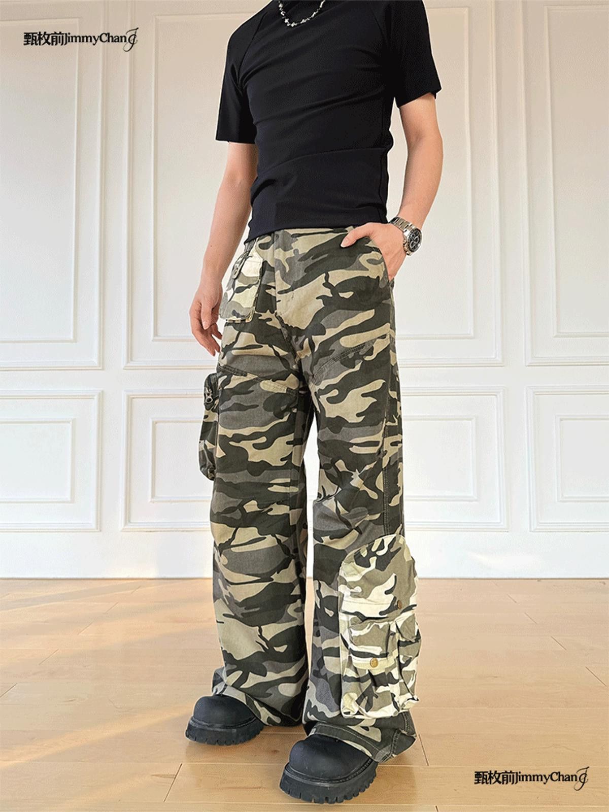 Other Green Camouflage Cargo Pants, Loose Fit Pants Size US 32 / EU 48 - 5 Thumbnail