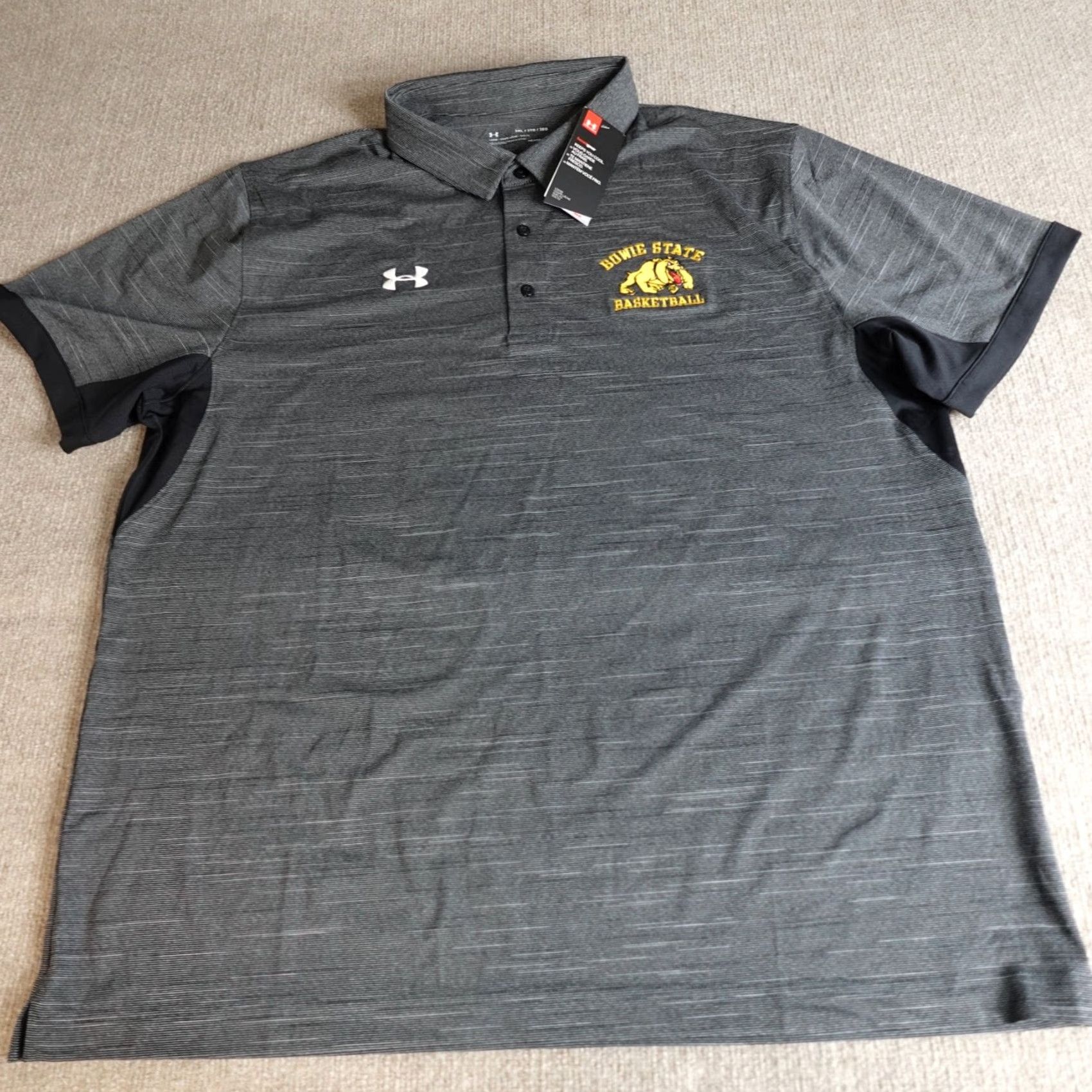 Under Armour Under Armour Polo Shirt 3XL Gray Heather Embroidered Bowie Bulldogs NEW Shirt Adult 3XL Gray Mens Polo Under Armour HeatGear Sports Size US XXL / EU 58 / 5 - 3 Thumbnail