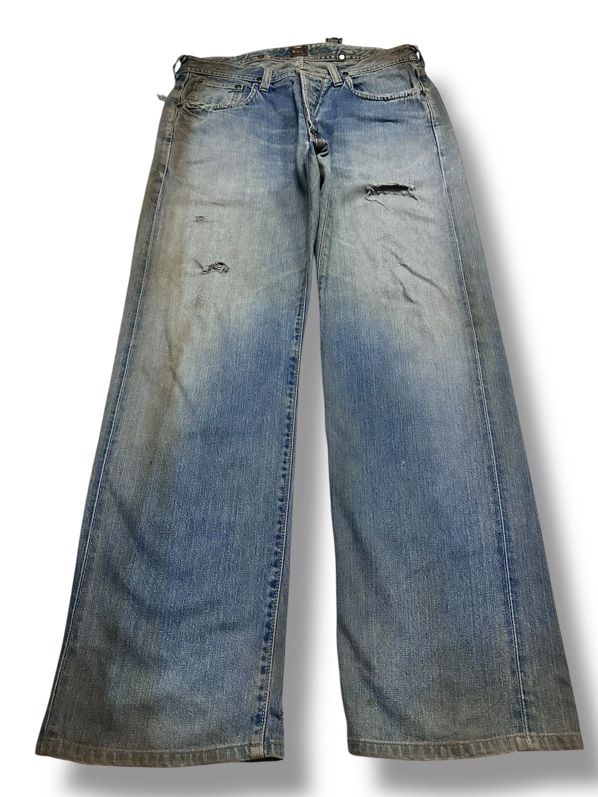 Lee Lee Vintage Distressed Jeans With Baggy Loose Style Mudwash Size US 33 - 1 Thumbnail