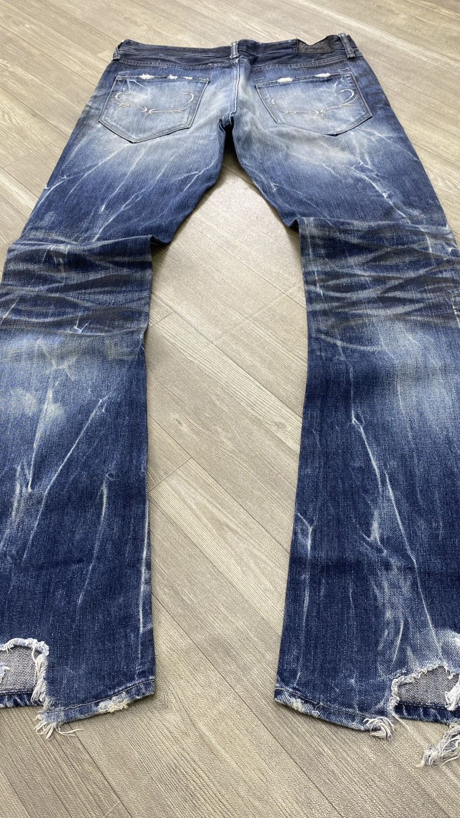 If Six Was Nine 2000s Fuga Cavarize Clawmarks Distressed Faded Flared Jeans Size US 32 / EU 48 - 18 Thumbnail
