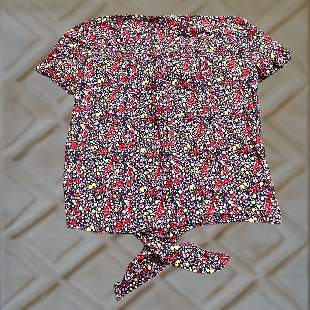 J.Crew J.CREW Blouse Womens XS Multicolor Floral Puff Sleeve Button Down Casual Cotton Top Size XS / US 0-2 / IT 36-38 - 1 Thumbnail