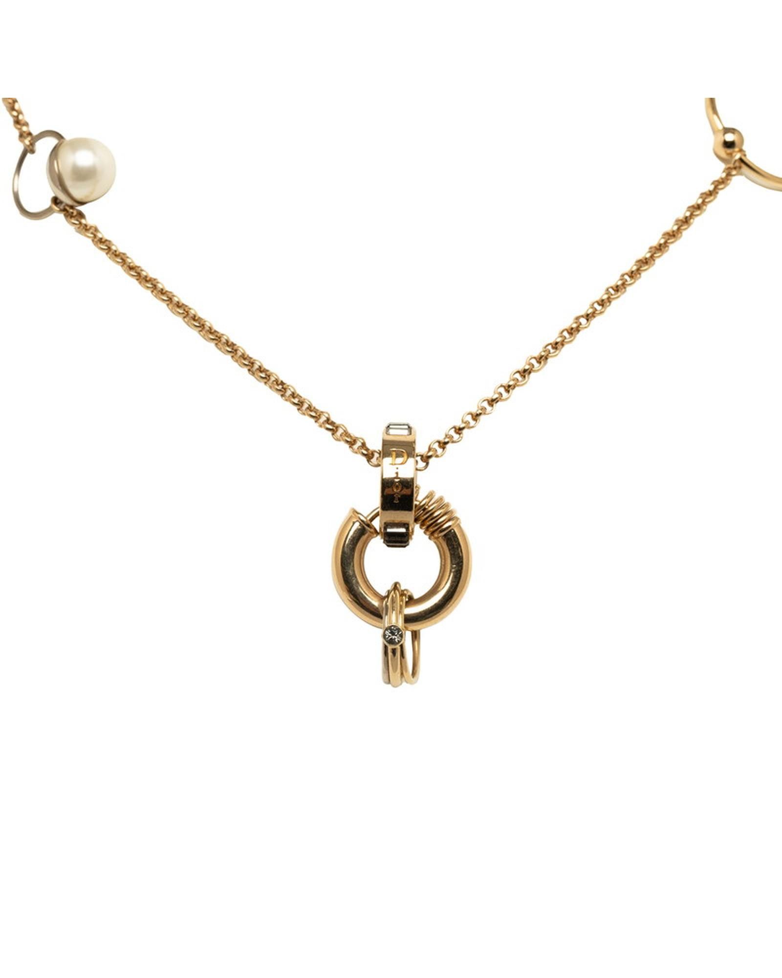 image of Dior Gold Faux Pearl Necklace Jewelry, Women's