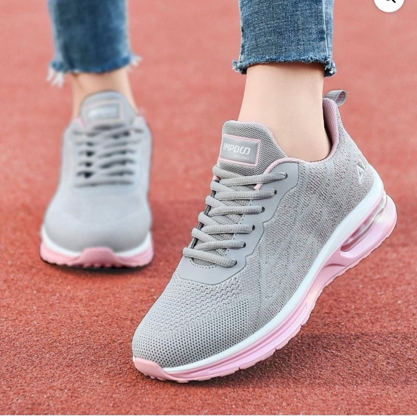 Other Women's Gray and Pink Knit Comfortable Sneakers size 7,5 Size US 7.5 / IT 37.5 - 2 Thumbnail