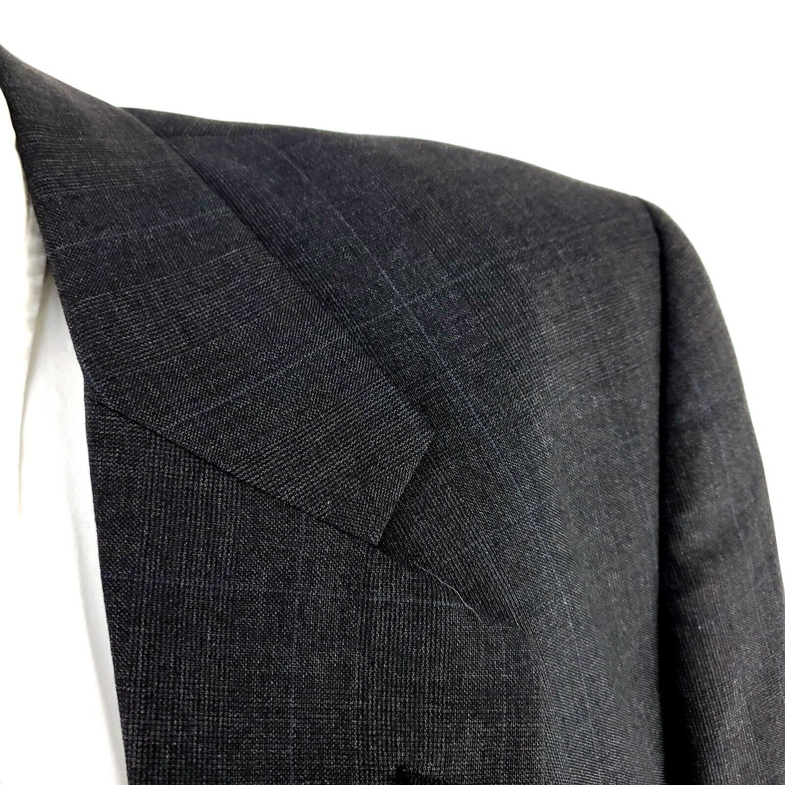 Jos. A. Bank Jos A Bank Gordon Wool 2 Button Blazer 42L Gray Plaid W/ Blu Size 42L - 2 Thumbnail