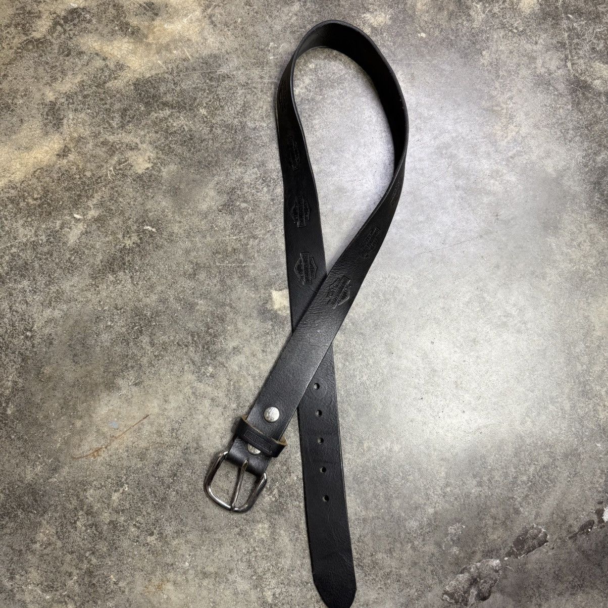 Vintage vintage black leather harley davdison stamped belt Size 34 - 3 Thumbnail