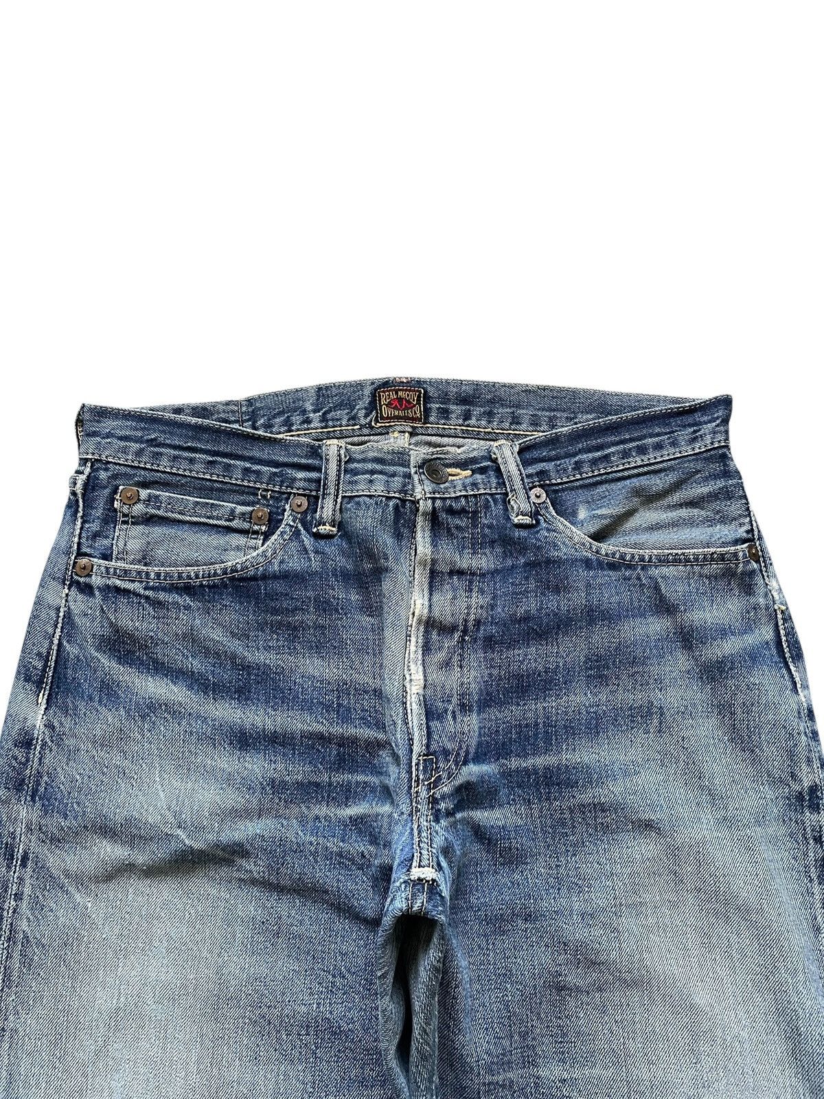 The Real McCoy's Vintage 80s Real Mc Coy Selvedge Distressed Loose Baggy Jean Size US 33 - 5 Thumbnail
