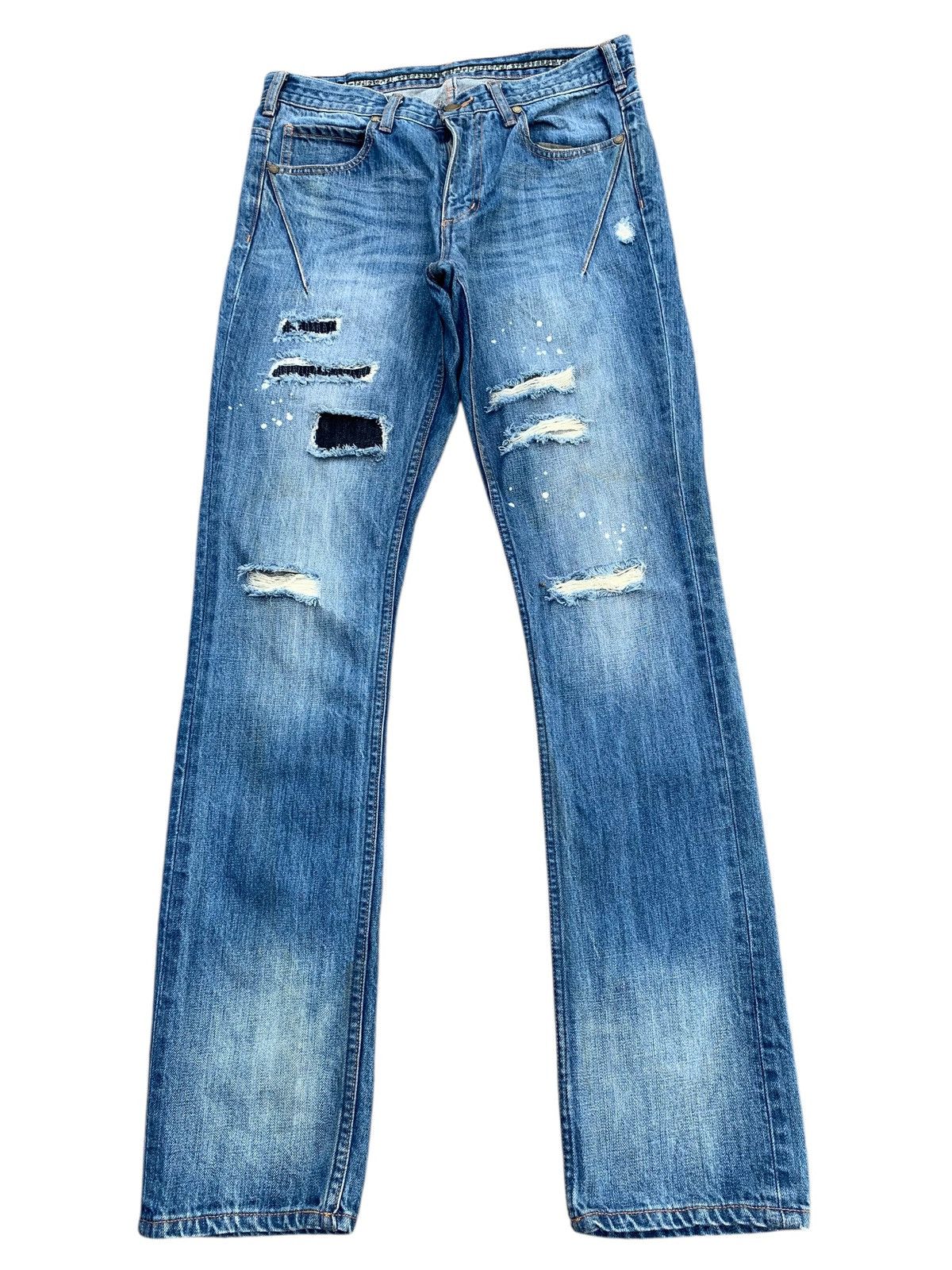 Kapital NUMBER (N)INE PATCHWORK MUSIC NOTE DISTRESSED DENIM JEANS Size US 30 / EU 46 - 3 Thumbnail