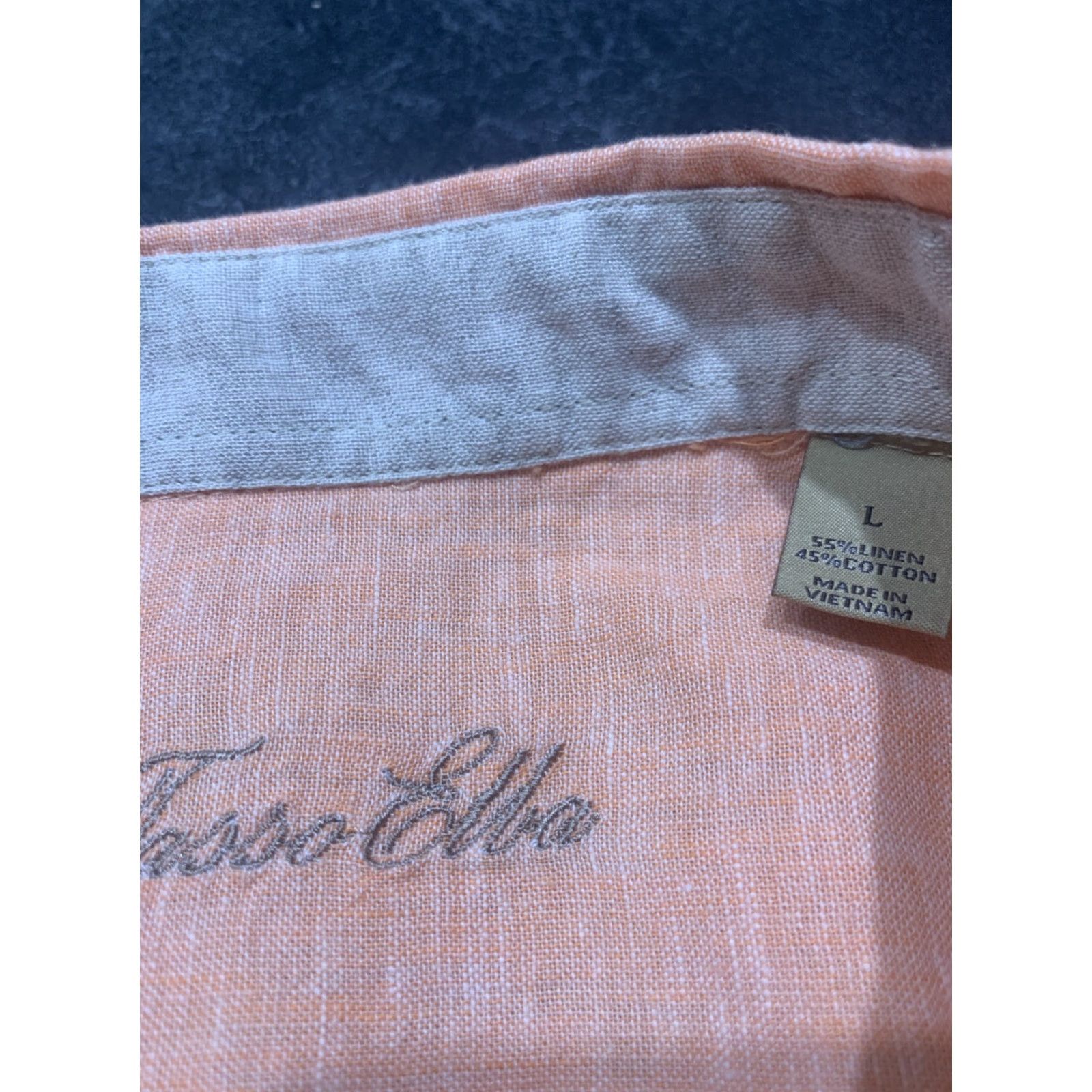 Tasso Elba VINTAGE Tasso Elba Linen Cotton Shirt Men Long Sleeve Large Peach Aloha Button-Up Size US L / EU 52-54 / 3 - 5 Thumbnail