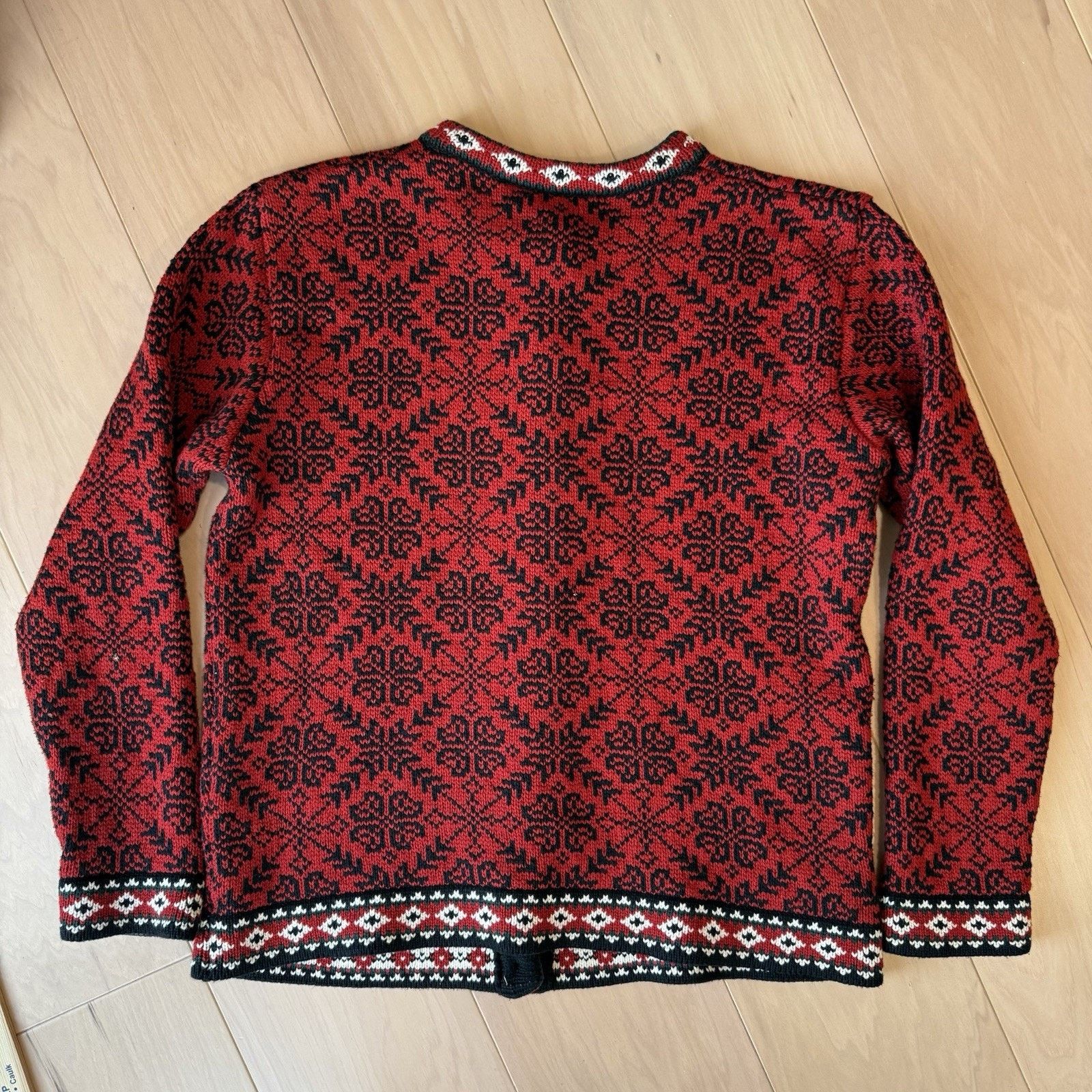 L.L. Bean Vintage LL Bean Nordic Cardigan Women's M Red Argyle Size M / US 6-8 / IT 42-44 - 9 Thumbnail