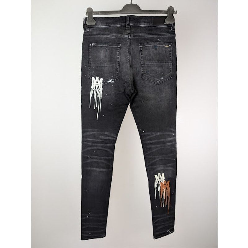 Amiri o1rshd1 MA Drip Skinny Denim Jeans in Aged Black Size US 34 / EU 50 - 12 Thumbnail
