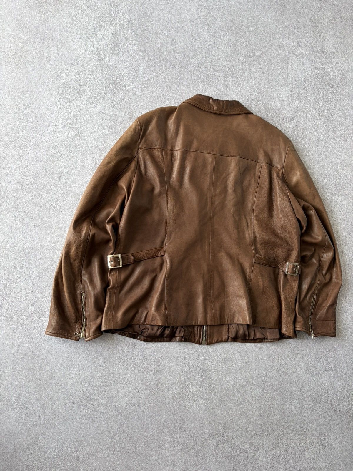 Vera Pelle VTG Vera Pelle Leather Zip Brown Jacket Straps Antique Style Size US XL / EU 56 / 4 - 6 Thumbnail