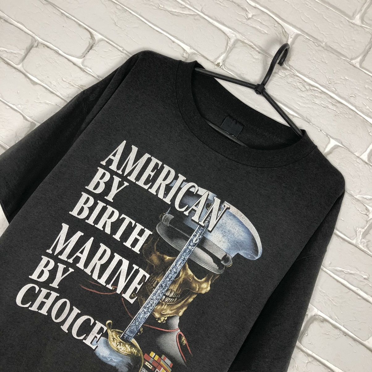 Harley Davidson × Vintage 3D Emblem 1992 American by Birth Marine by Choice tee tshirt Size US XXL / EU 58 / 5 - 2 Thumbnail
