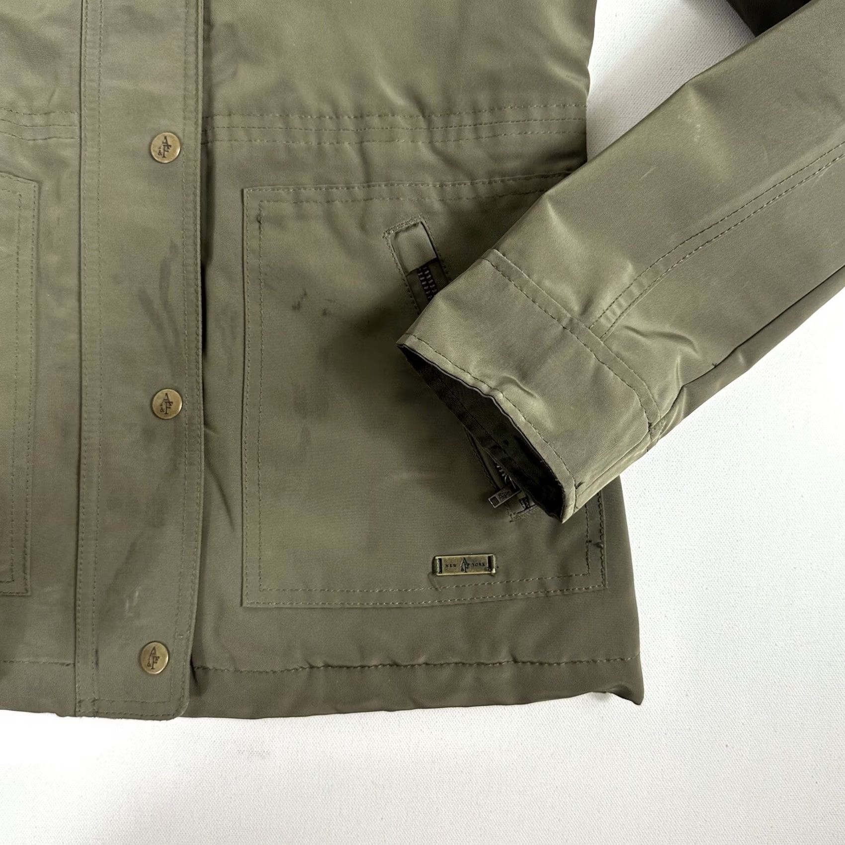 Abercrombie & Fitch Abercrombie & Fitch Womens S Hooded Technical Water Wind Resistant Jacket Coat Jacket Weatherproof Green Regular S Womens Size S / US 4 / IT 40 - 3 Thumbnail