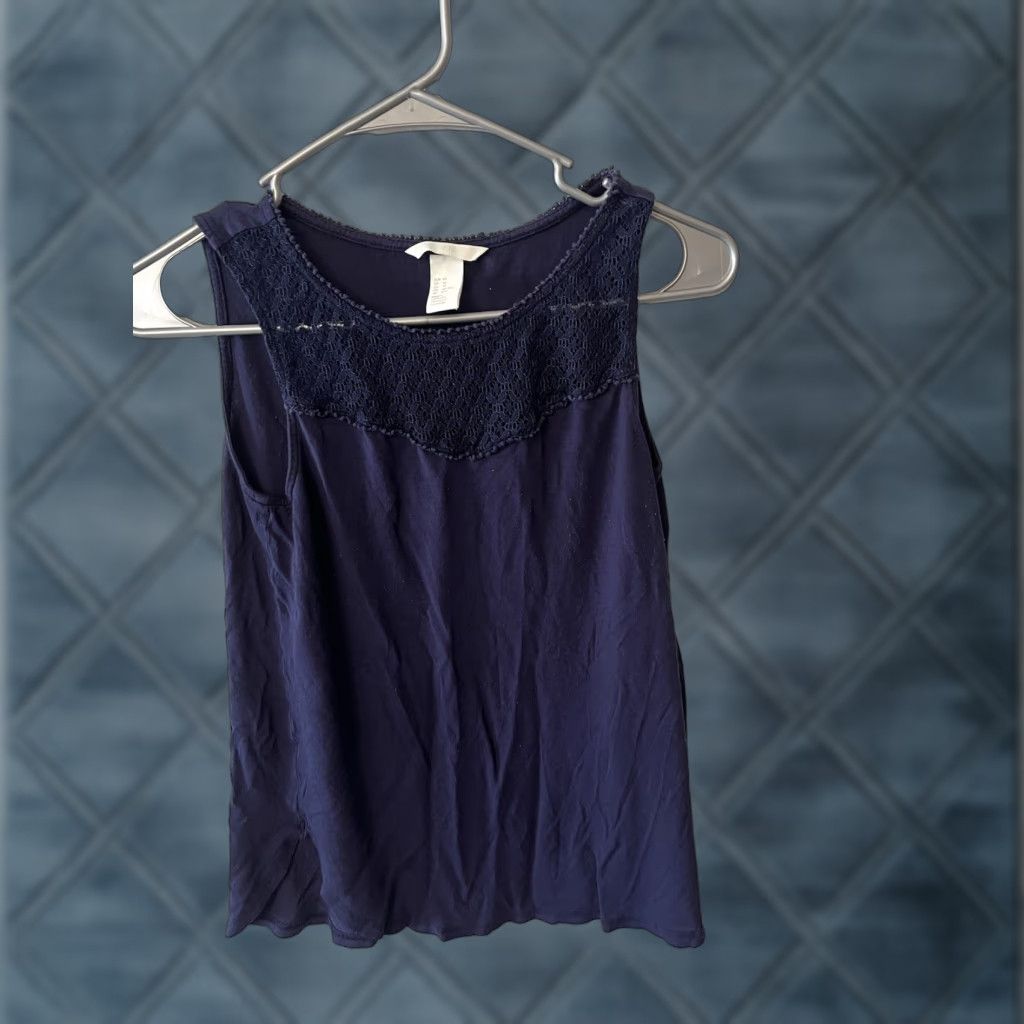 H&M H&M Women's Blue Solid Tank Top XS Sleeveless Tunic Size XS / US 0-2 / IT 36-38 - 1 Thumbnail