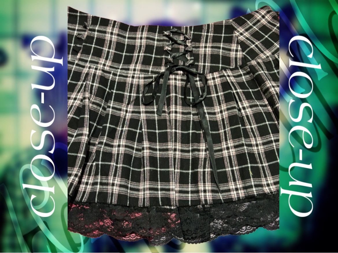 Japanese Brand × Vintage Pink and White Shein Plaid Lace Up Skirt Size 30" / US 8 / IT 44 - 3 Thumbnail