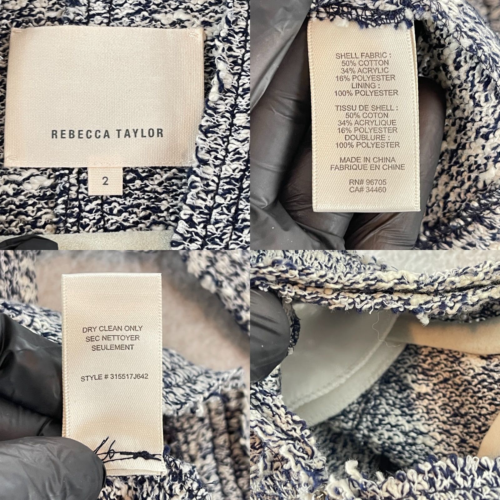 Rebecca Taylor Rebecca Taylor Jacket Womens Size 2 Blue Knit Full Zip Long Sleeve Business Work Shirt Size XS / US 0-2 / IT 36-38 - 8 Thumbnail