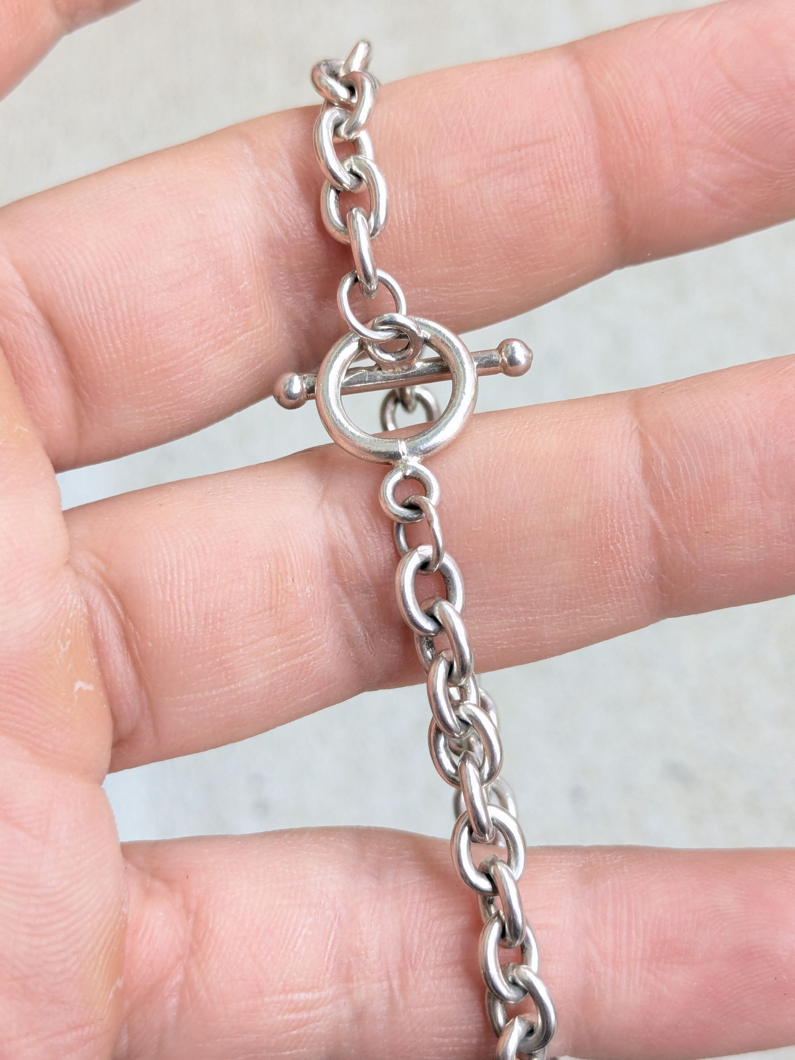 Jewelry Vintage Sterling Silver Bracelet Round Rolo Chain 7.5" Y2K Size ONE SIZE - 11 Thumbnail