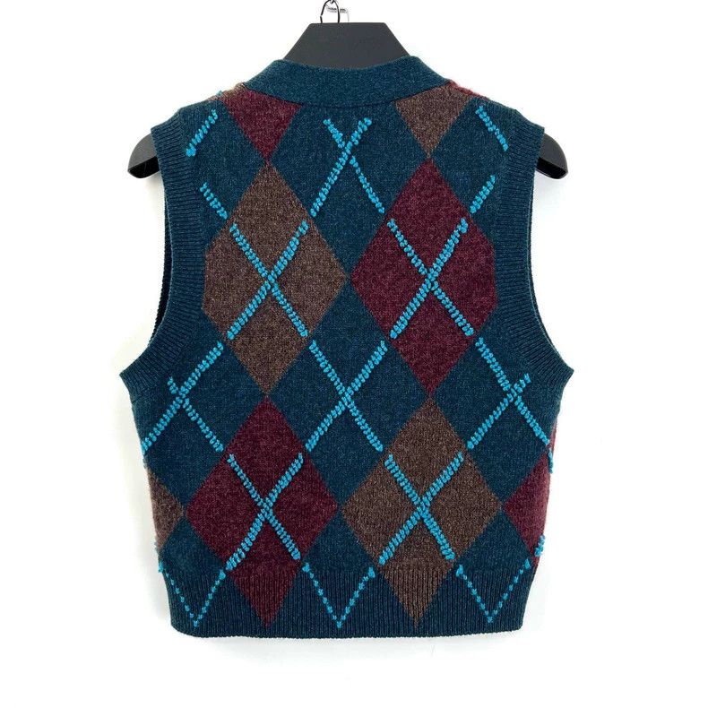 Chanel Chanel 24A blue and green knitted diamond plaid cardigan ve Size XS / US 0-2 / IT 36-38 - 3 Thumbnail