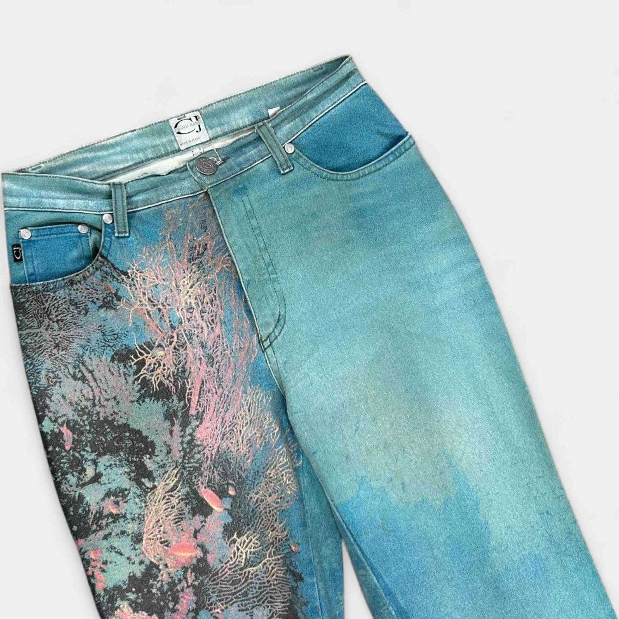 Roberto Cavalli Cavalli 1998 Coral Reef Turquoise Jeans Size 26" / US 2 / IT 38 - 2 Thumbnail