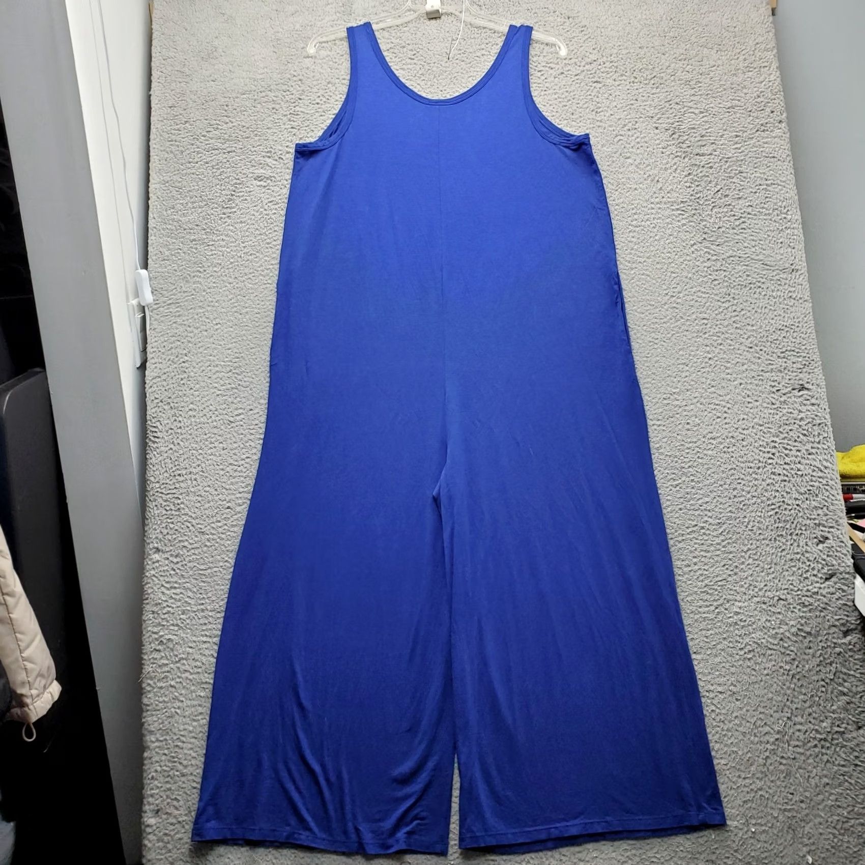 J. Jill J. Jill Jumpsuit Womens Size L Blue Stretch Round Neck Sleeveless Wide-Leg Pants One-Piece Casual Travel Workwear Classy Comfortable Size 36" / US 14 / IT 50 - 2 Thumbnail