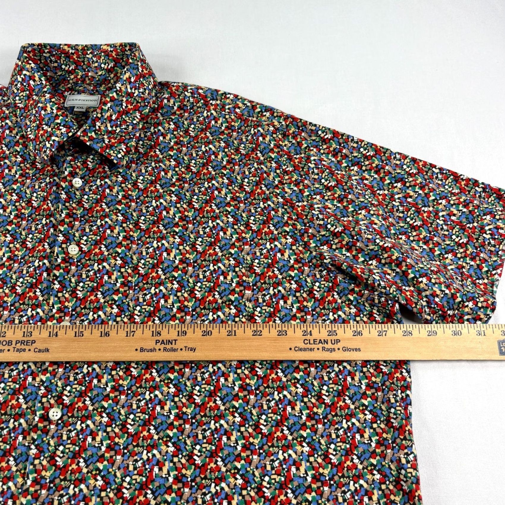Vintage Maus & Hoffman Shirt Mens 2XL Button Short Sleeve Geometric AOP USA Made Size US XXL / EU 58 / 5 - 4 Thumbnail