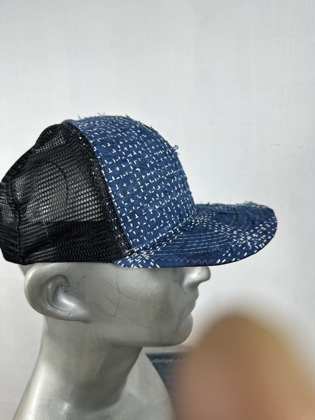 Handmade Custom Made Distressed Patchwork Boro Trucker hats Size ONE SIZE - 13 Thumbnail