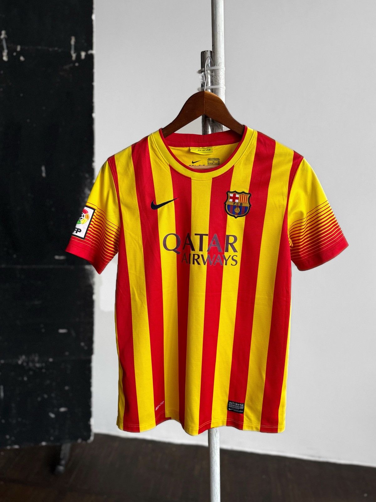 Nike Nike x FC Barcelona Mens Soccer Jersey Yellow Red Striped Size US XS / EU 42 / 0 - 1 Thumbnail