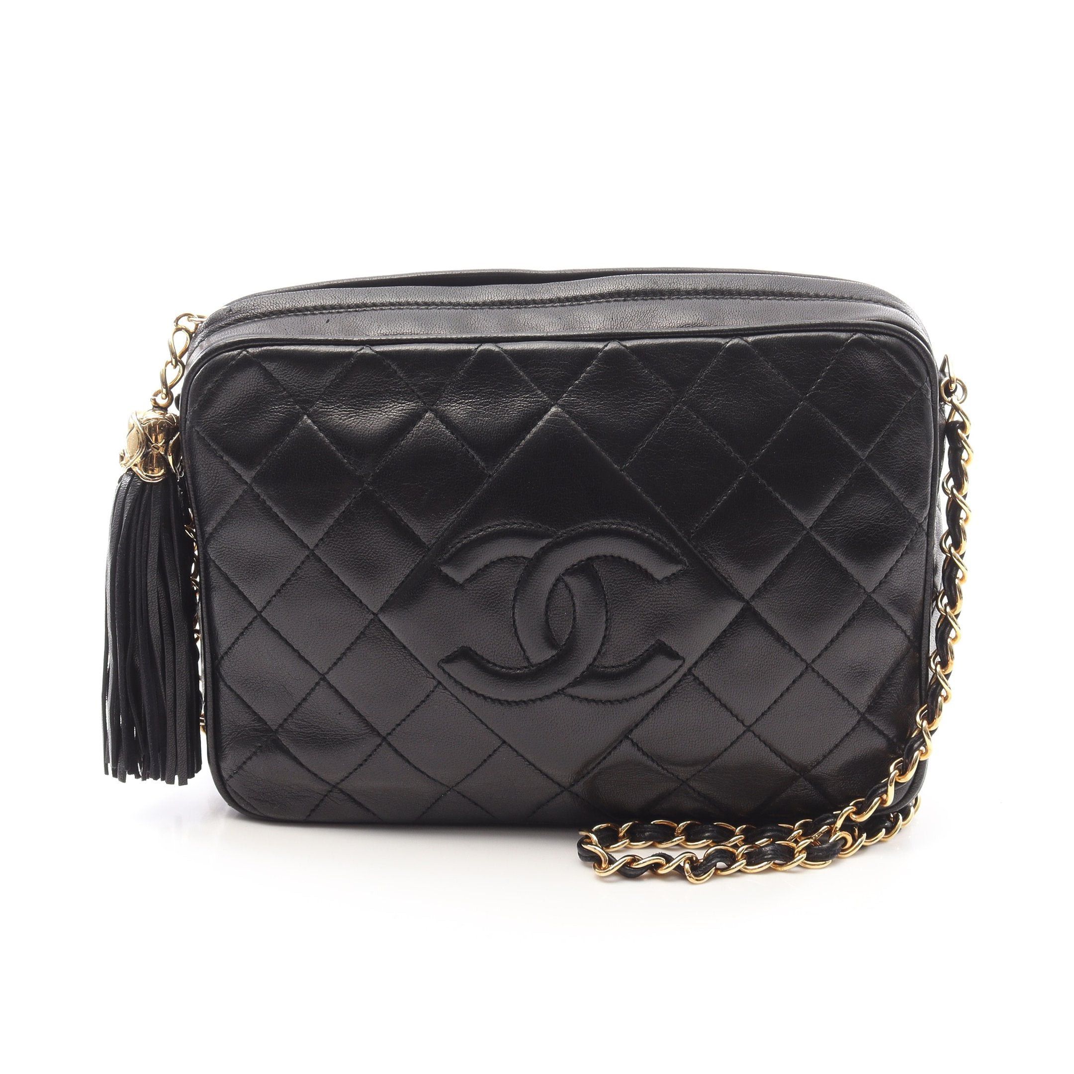 Chanel Chanel Matelasse Fringe Chain Shoulder Bag Lambskin Black Gold Hardware Size ONE SIZE - 1 Thumbnail