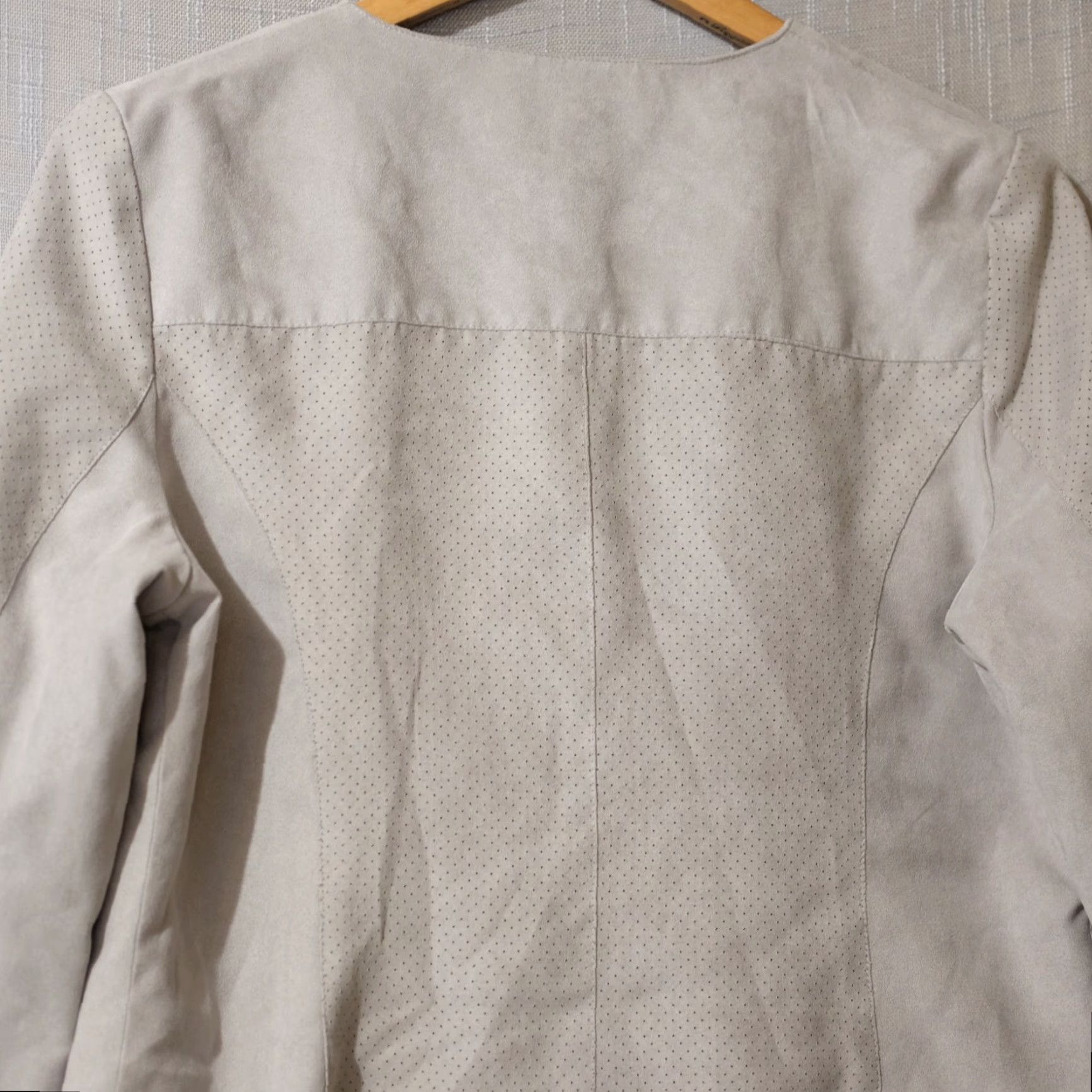 Liz Claiborne VINTAGE Liz Claiborne Faux Sueded Jacket Grey Lined Crew Neck Womens M Size M / US 6-8 / IT 42-44 - 6 Thumbnail