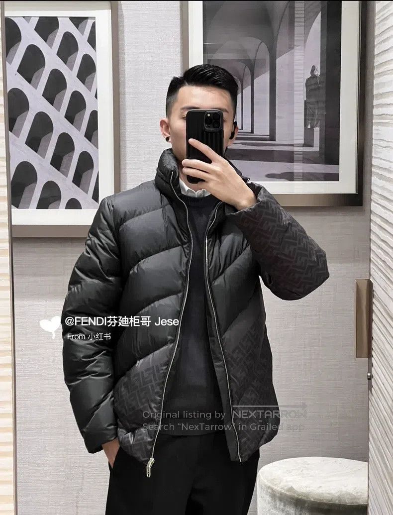 Fendi Fendi Monogrammed High-Neck Color Blocked Zip-Up Puffer Ja Size US M / EU 48-50 / 2 - 6 Thumbnail