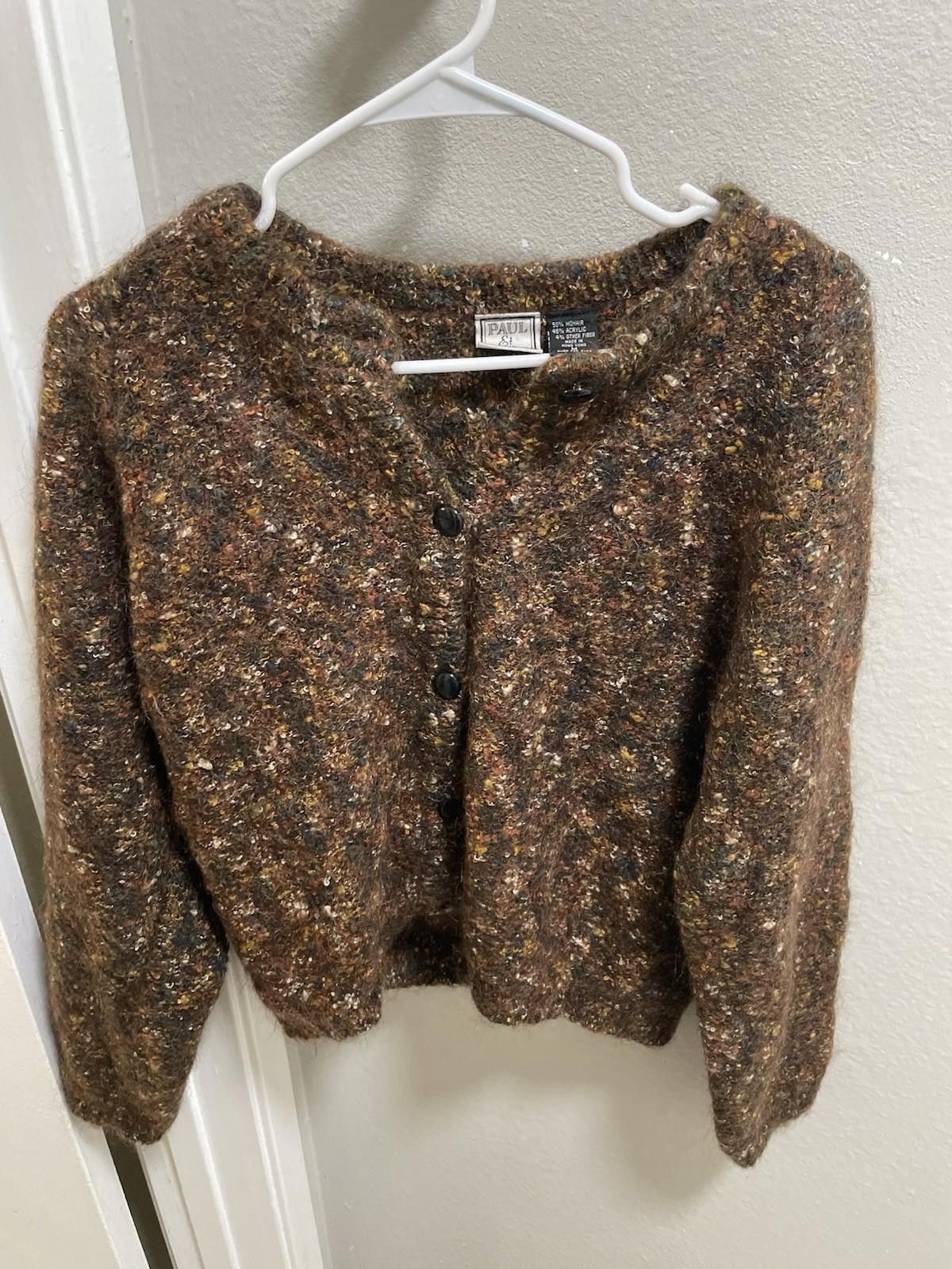 Other PAUL et DUFFIER Vtg Brown Speckled Mohair Cardigan Sweater M Size M / US 6-8 / IT 42-44 - 1 Thumbnail