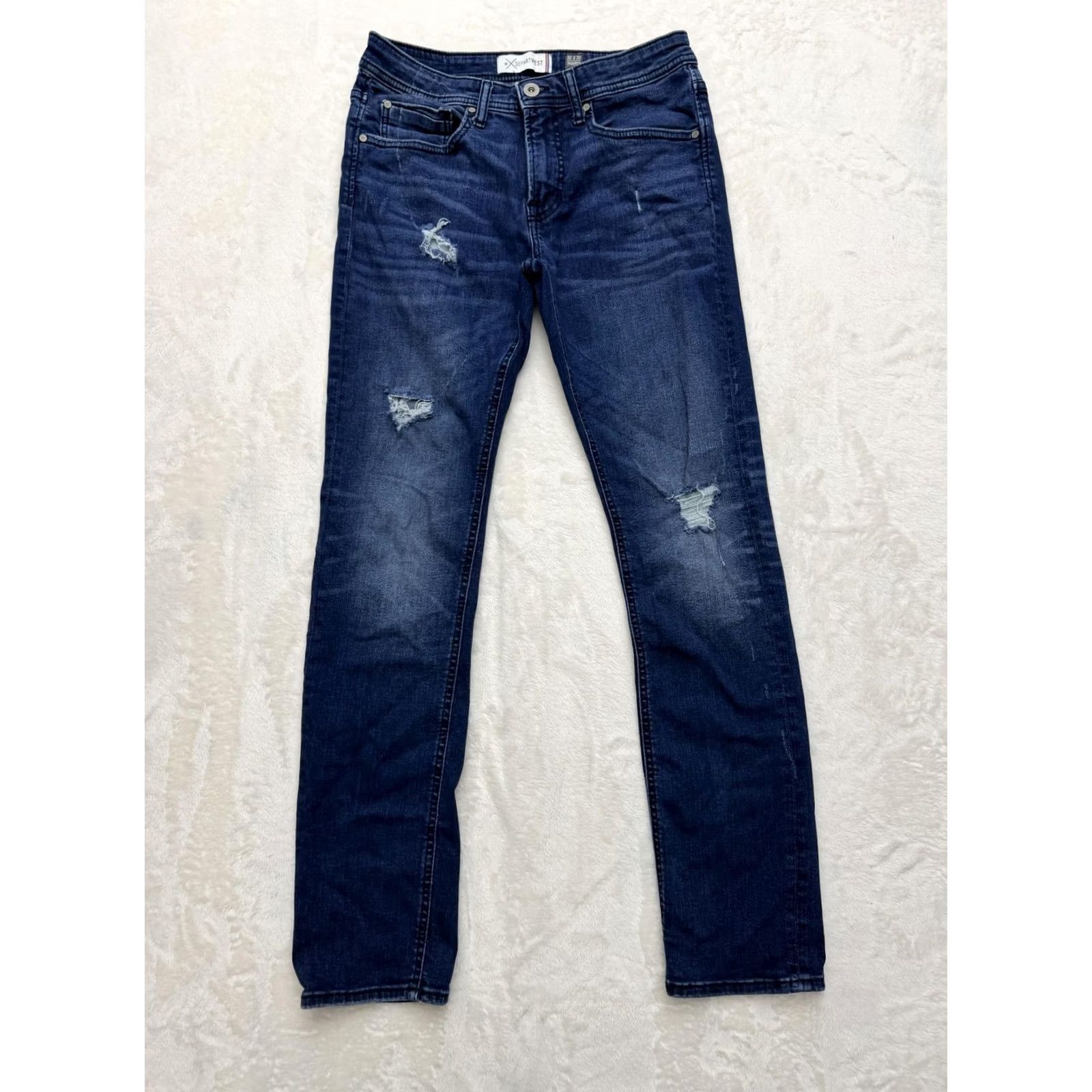 Vintage Departwest Jeans Slim 30x32 Blue Trouper Distressed Stretch Denim Dark Wash Mens Jeans 30 Regular 32Inseam Size US 30 / EU 46 - 2 Thumbnail