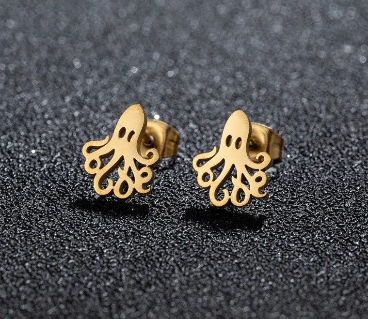 Jewelry Octopus Mini Stud Earrings Charm Earring Gift Size ONE SIZE - 1 Preview
