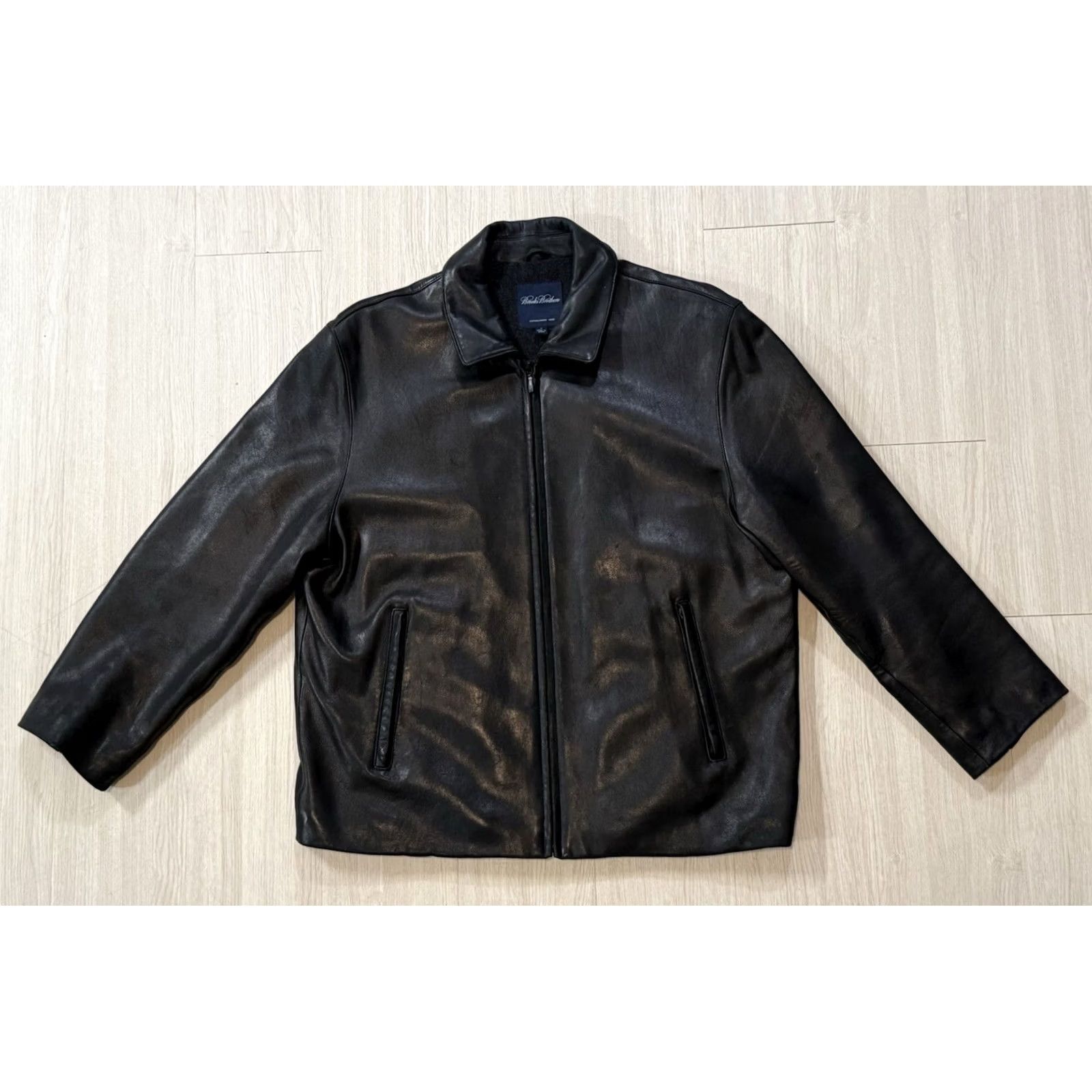 Brooks Brothers Brooks Brothers Bomber Jacket M Leather Wool Lined Black Zip Mens Casual Size US M / EU 48-50 / 2 - 3 Thumbnail